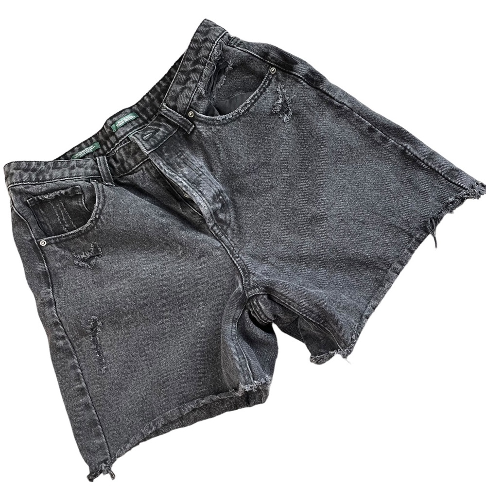 Women’s Wild Fable High Rise Black Bermuda Distressed Denim Jean Shorts Size 10